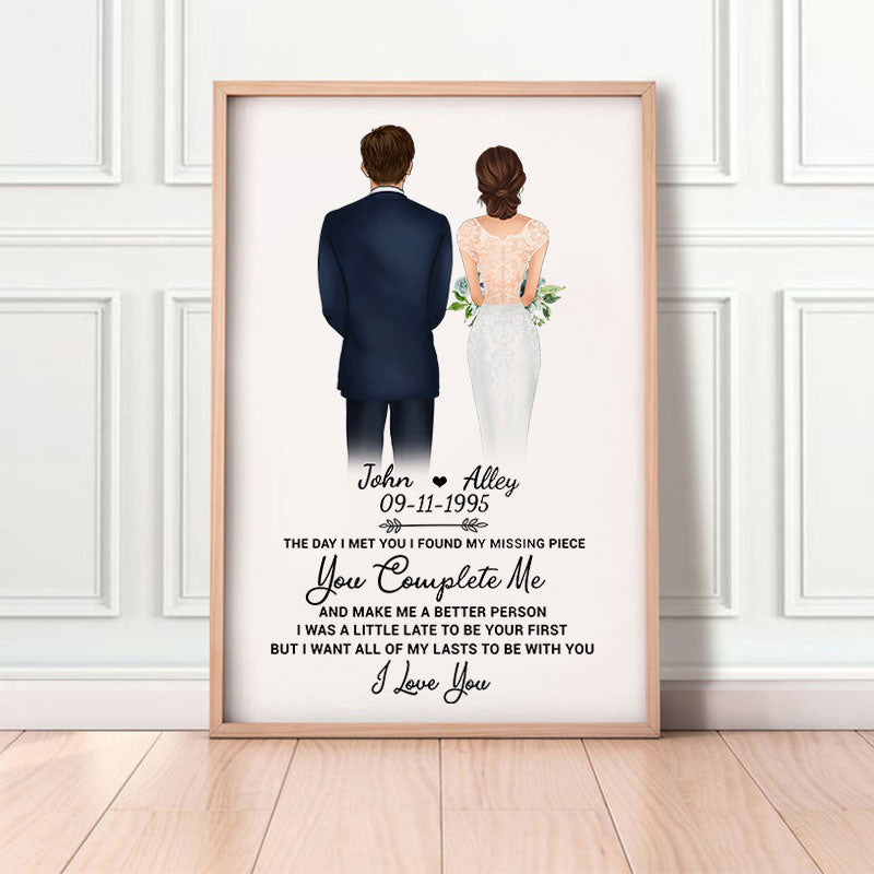 You Complete Me Personalized Poster, Anniversary Gift, Custom Valentine's Day Gift