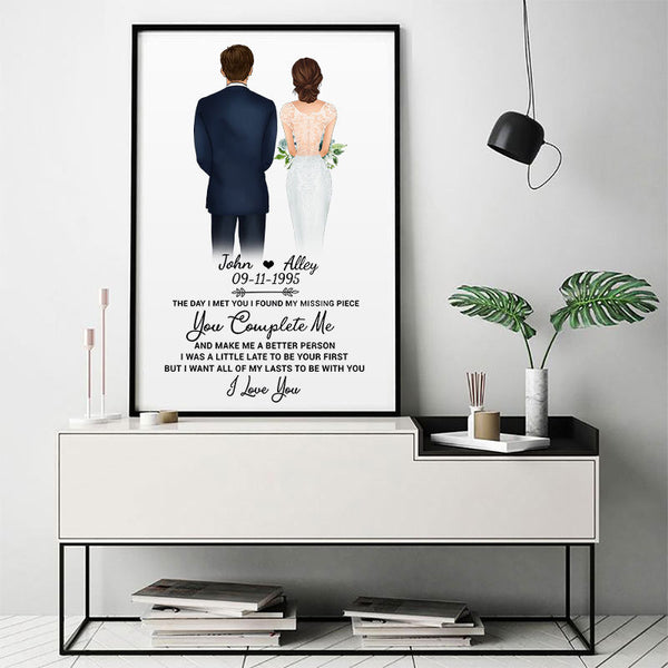 You Complete Me Personalized Poster, Anniversary Gift, Custom Valentine's Day Gift